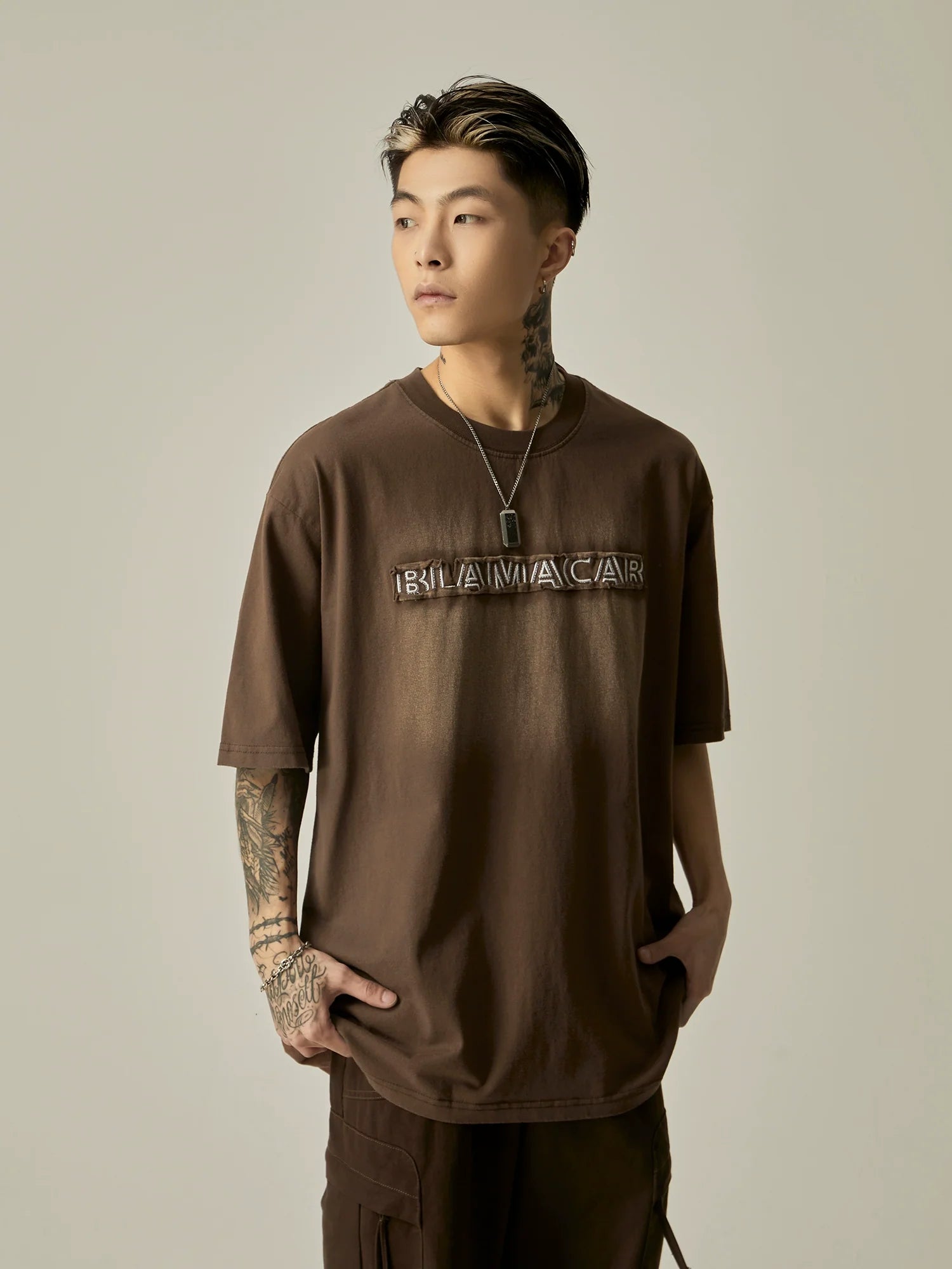 Tonal Embossed Logo Oversized Tee