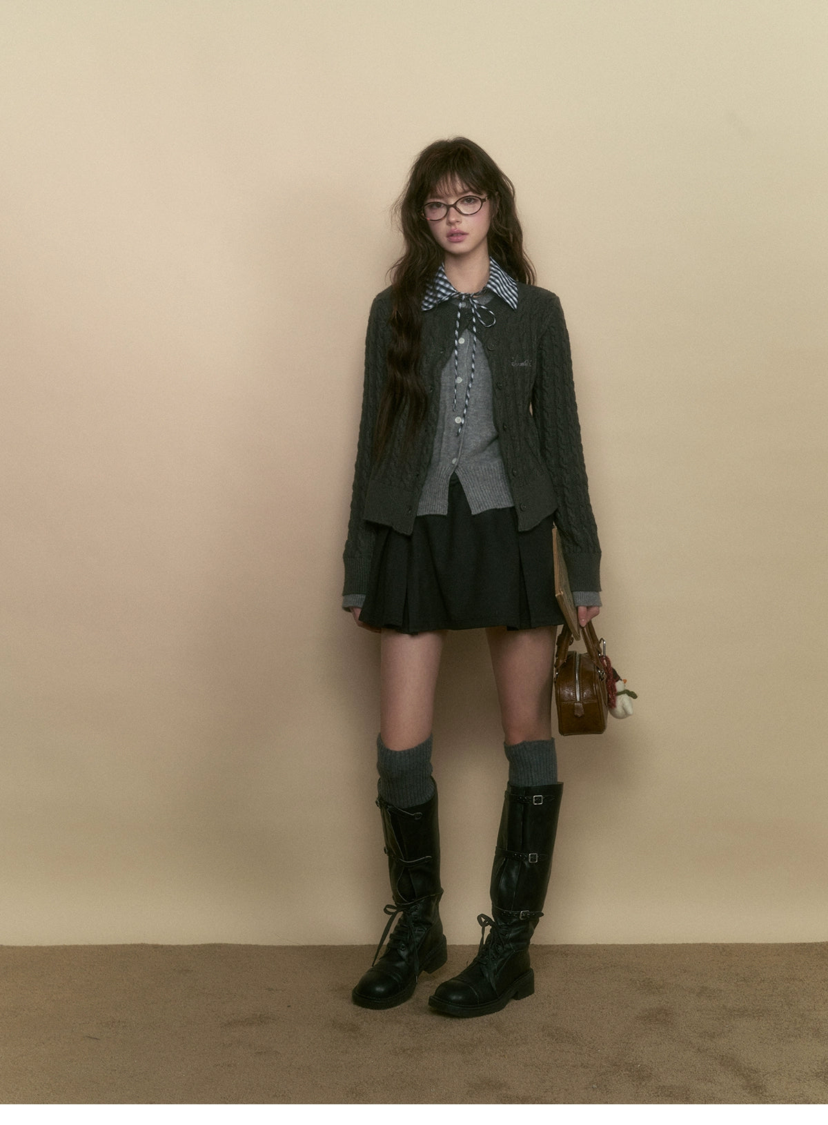 Cable Knit Preppy Style Cardigan