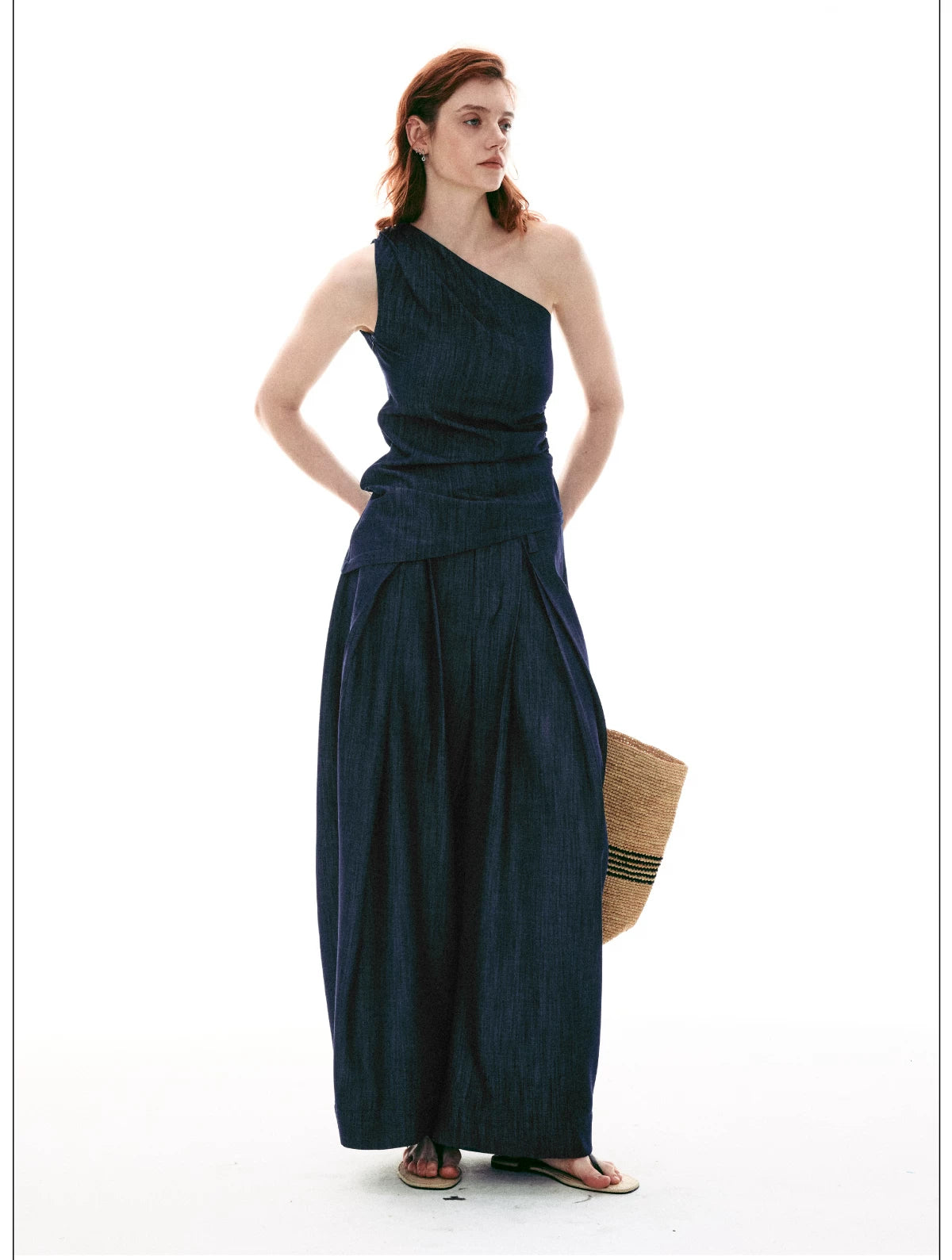Midnight Meridian One-Shoulder Draped Top