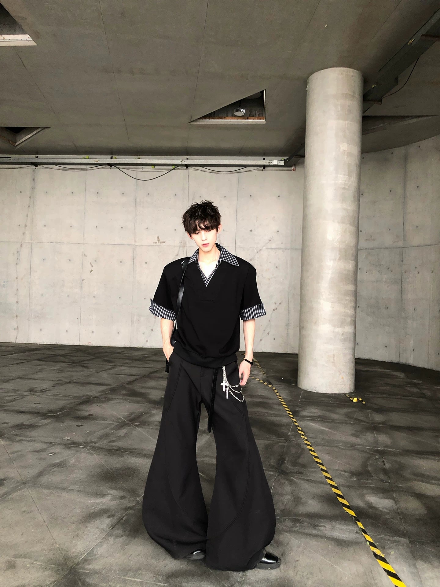 Midnight Stride Stripe-Collar Shirt