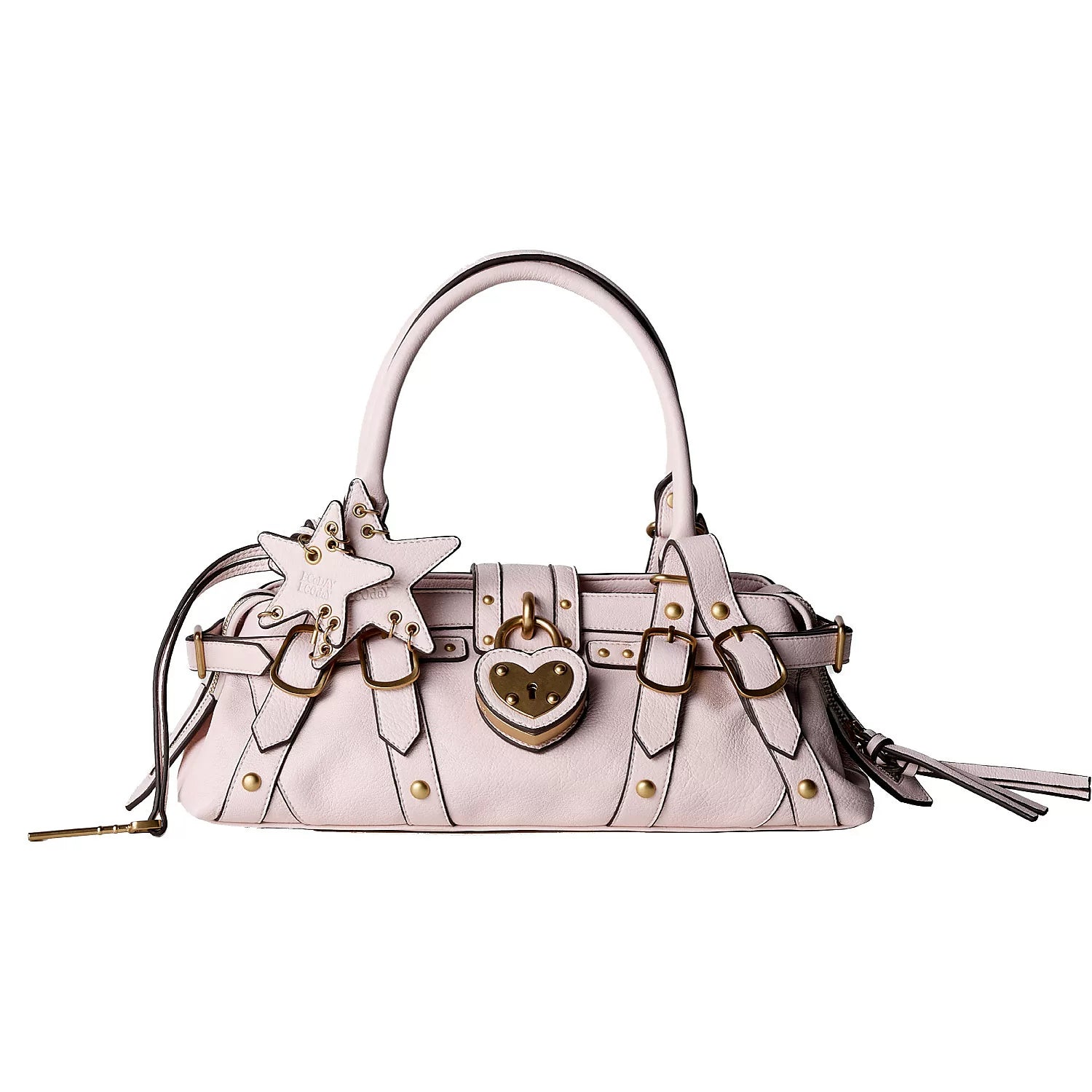 Heart-Lock Belted East-West Satchel - Blush Pink