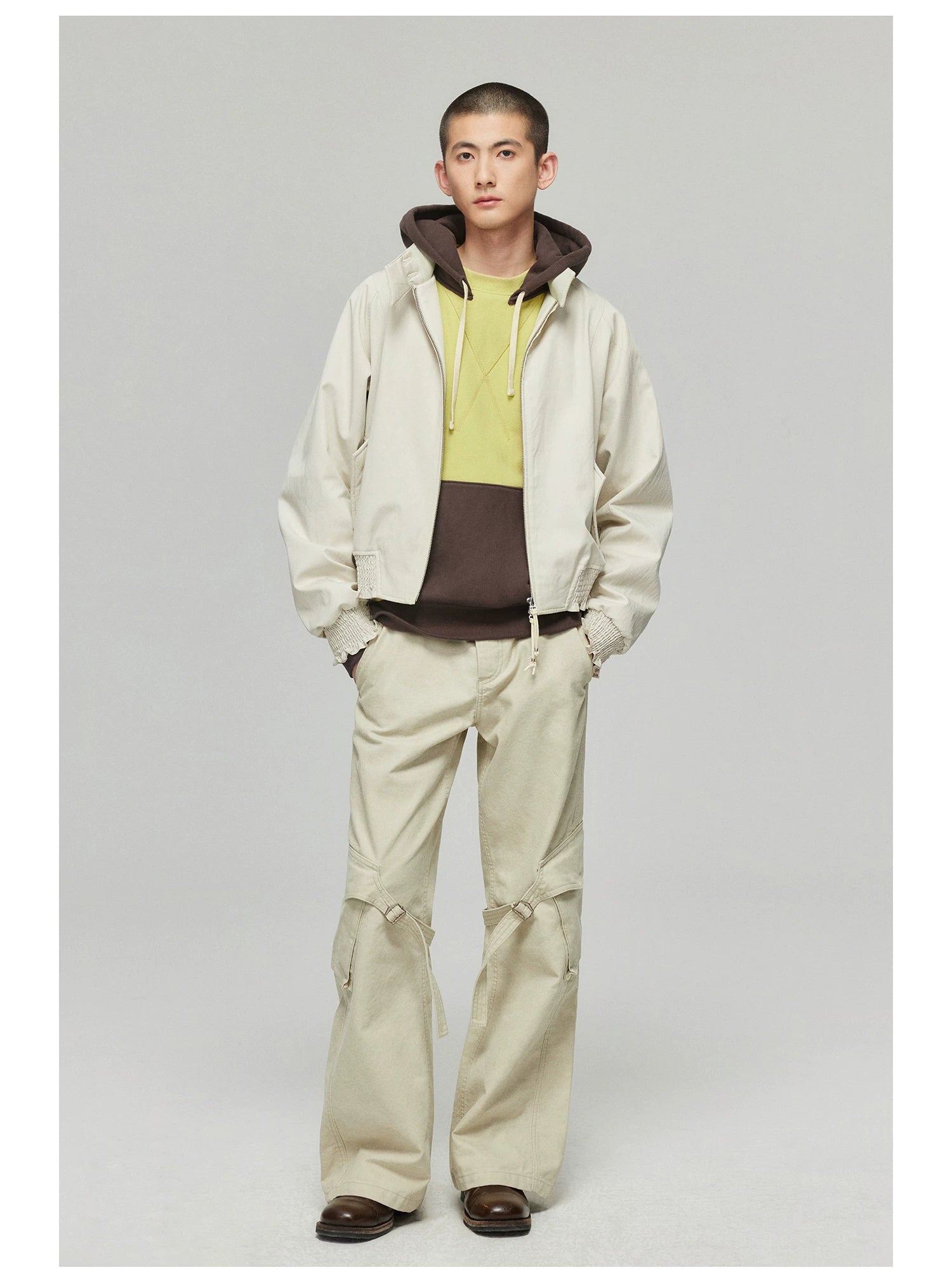 Lime and Brown Colorblock Hoodie