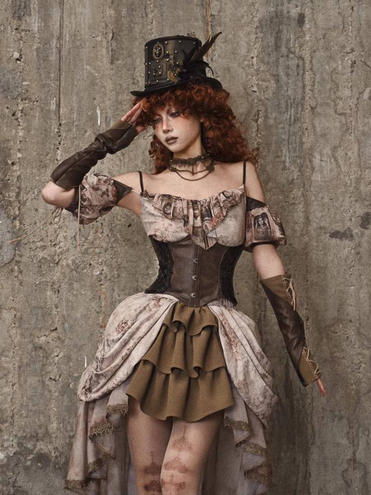 Steampunk Brown Leather Underbust Corset