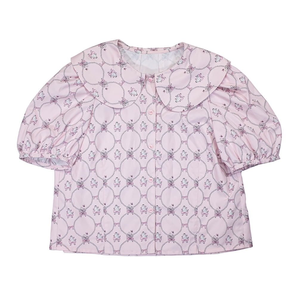 Pink Lattice Peter Pan Collar Blouse