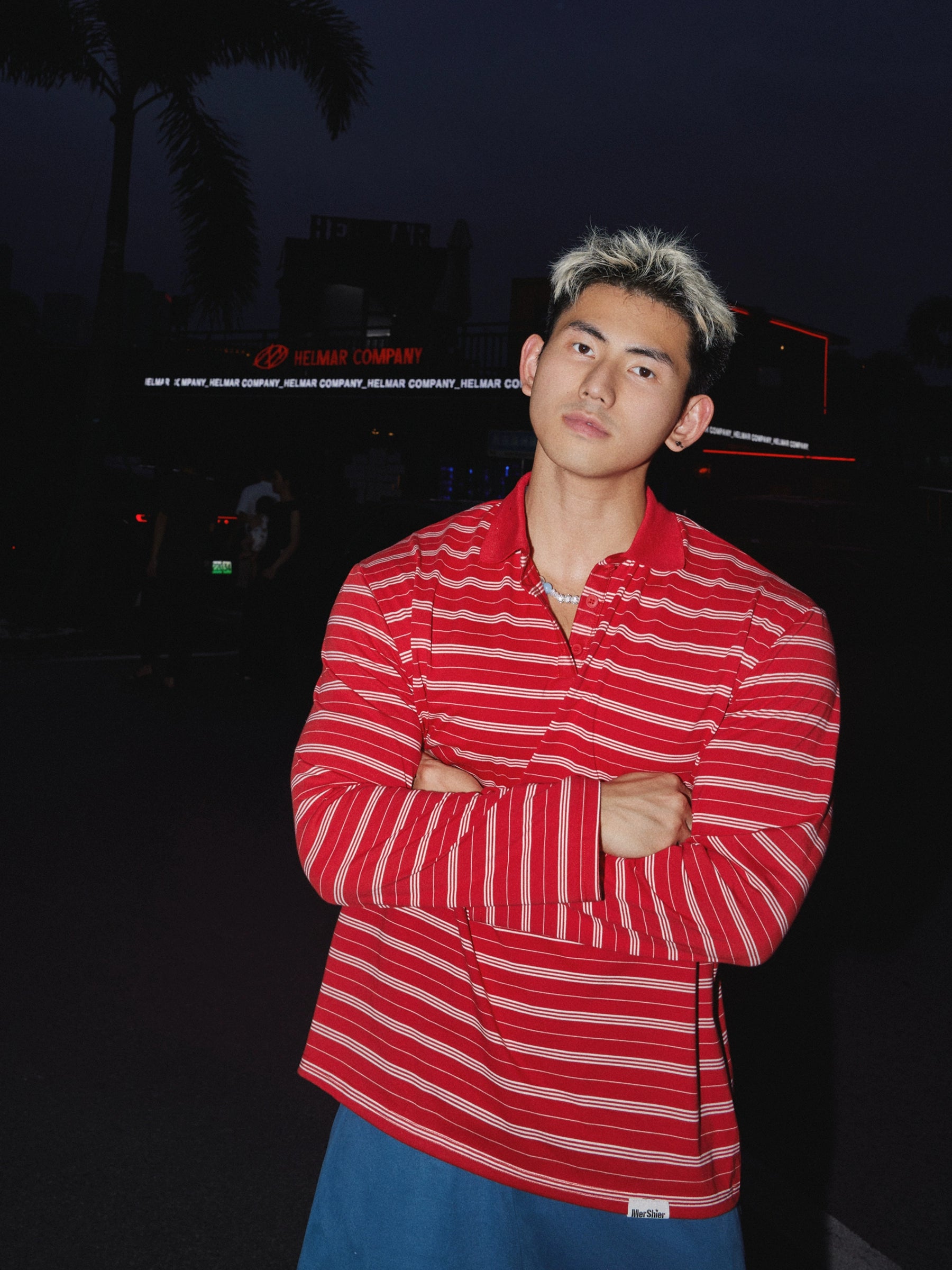 Red and White Striped Rugby Shirt