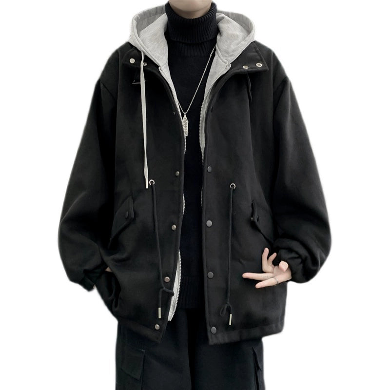 Oversized woolen hooded jacket