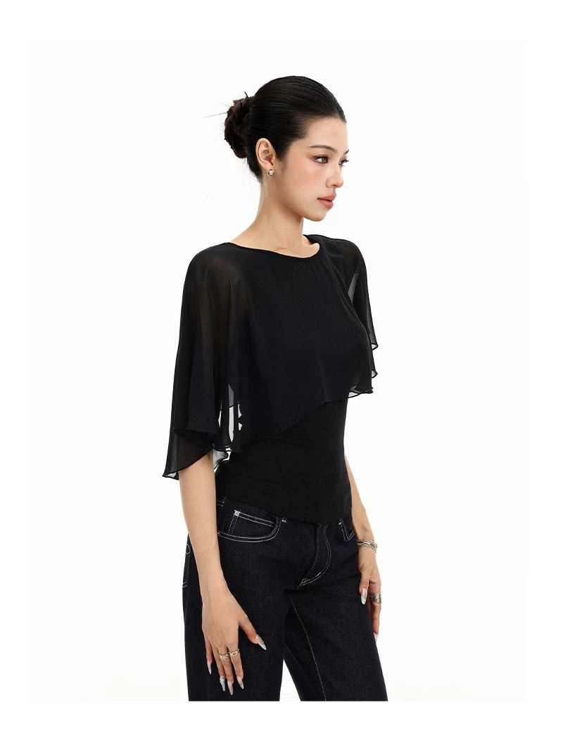 Celeste Sheer Cape Overlay Top