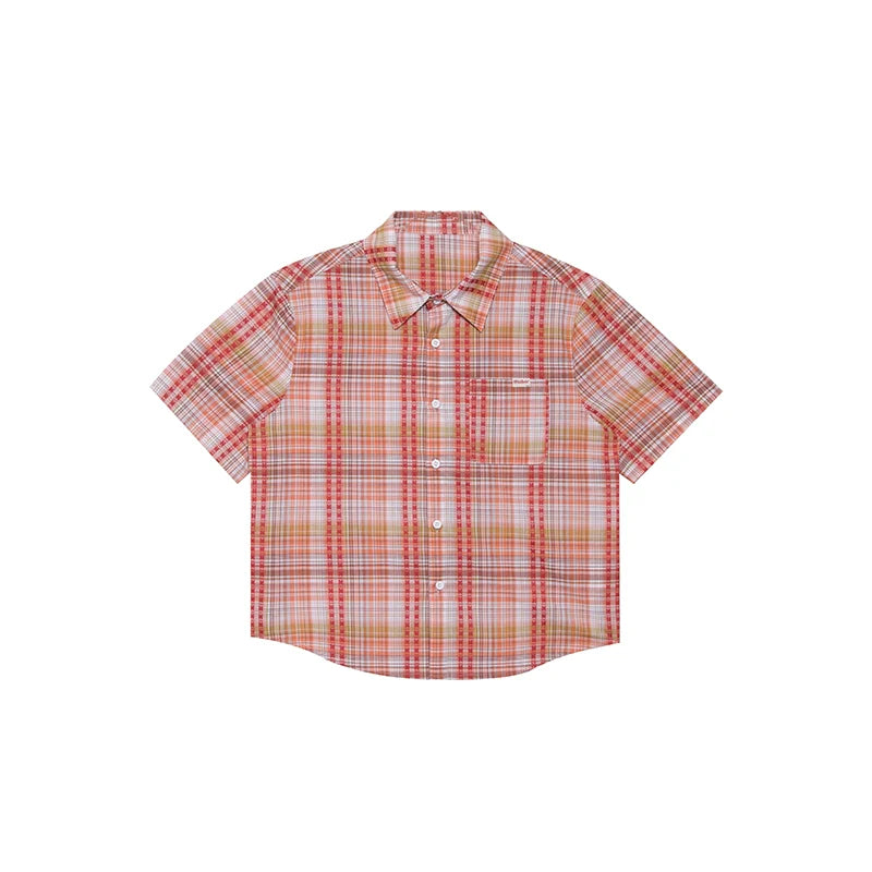 Vibrant Plaid Button-Up Shirt - chiclara