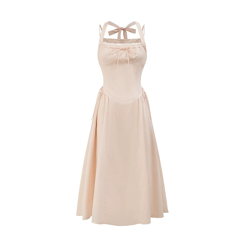 Pink Halter Bow Maxi Summer Dress