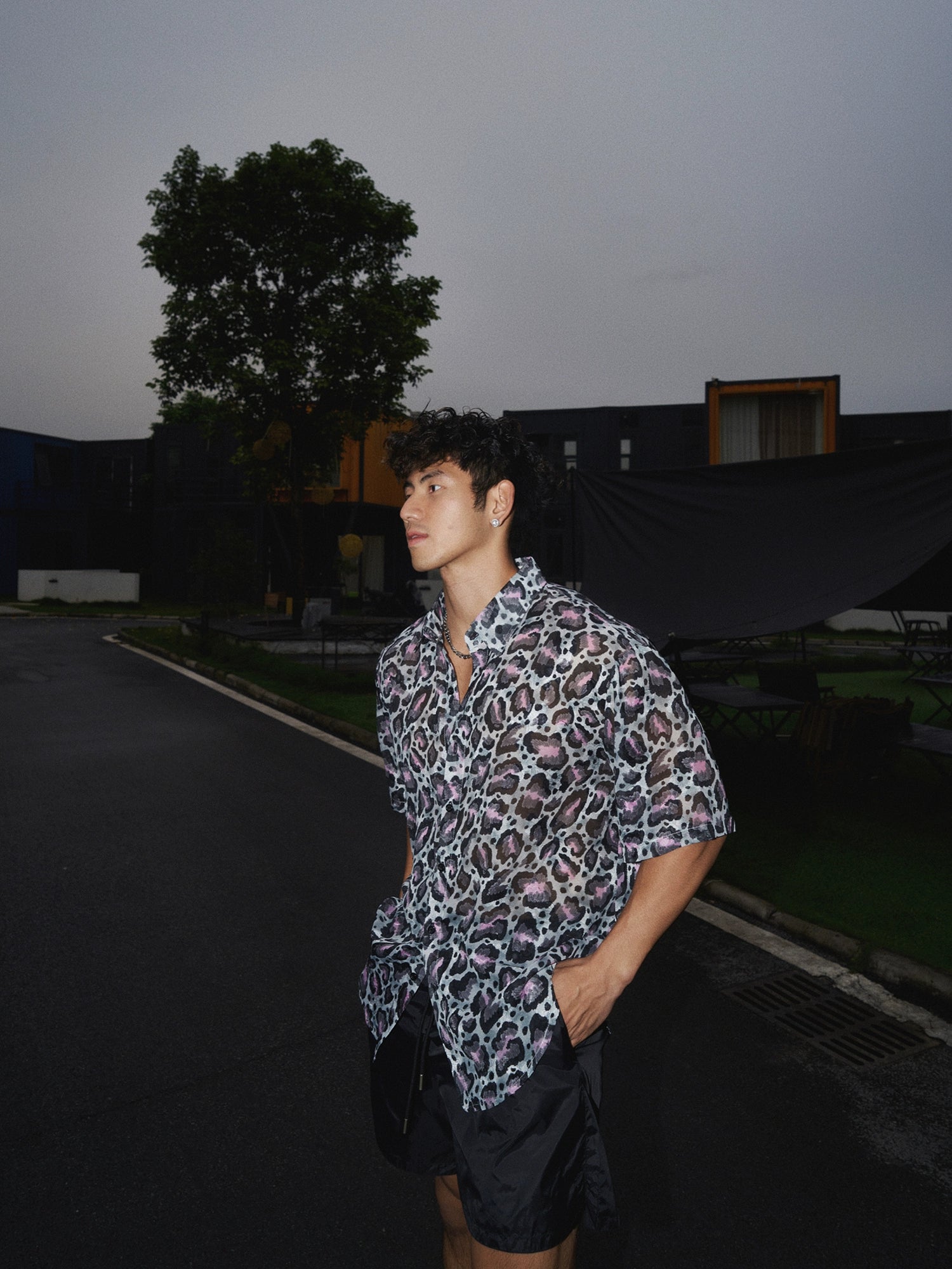 Sheer Abstract Print Summer Shirt