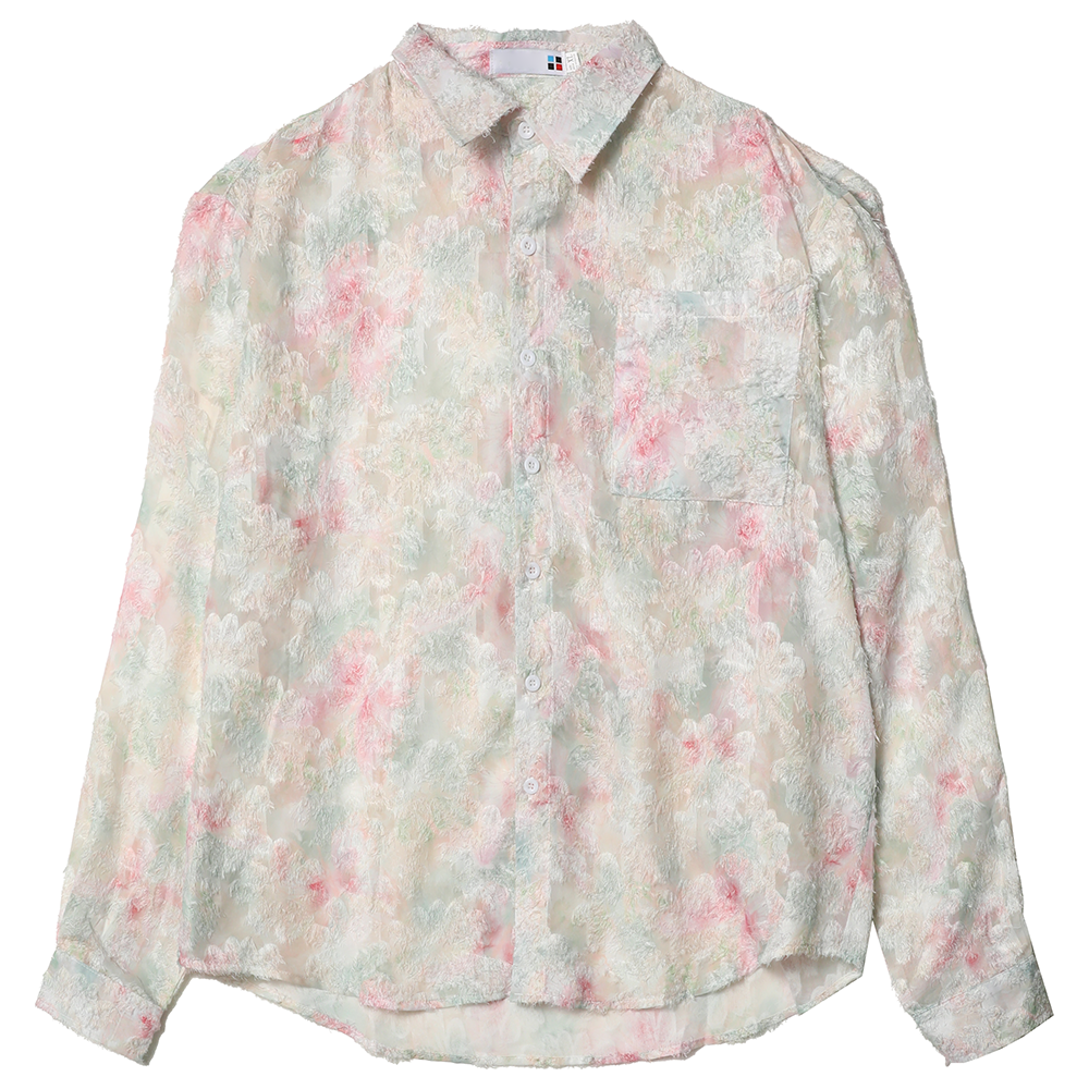 Ethereal Frost Floral Lace Button-Down Shirt