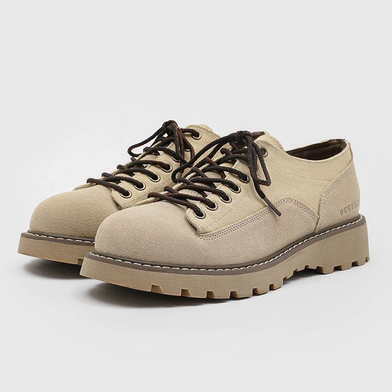 Suede Lace-Up Derby Shoes with Chunky Lug Soles