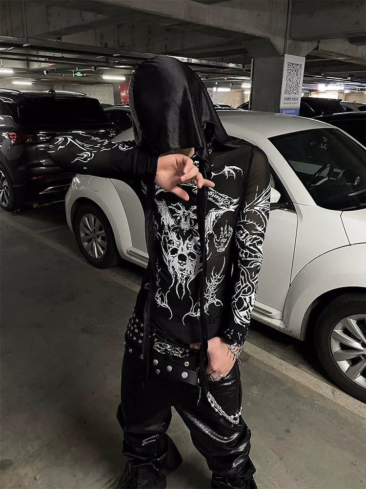 Gothic Flame Mesh Top