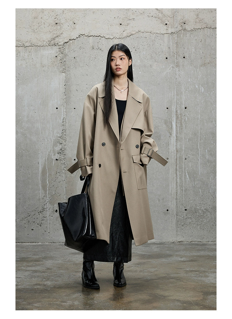 Twill Classic Lapel Long Trench Coat