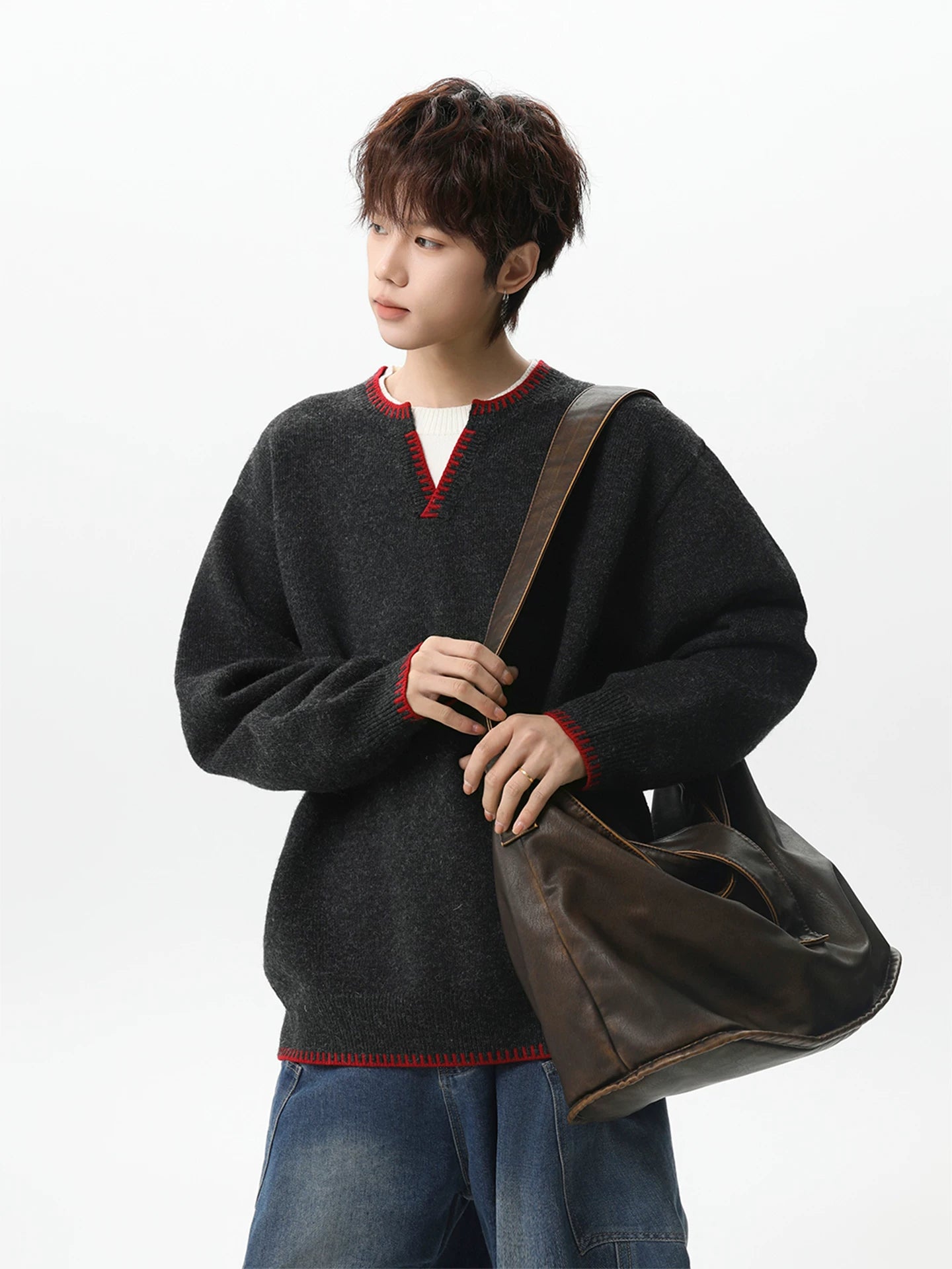 Ember Stitch Charcoal Knit Pullover