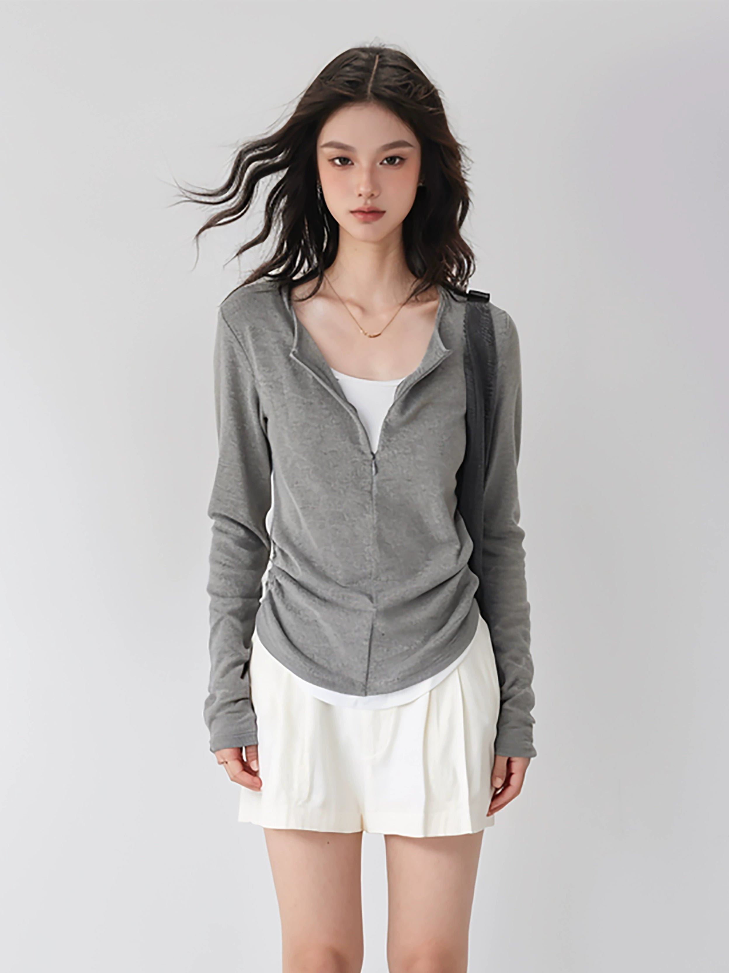 Color Block Mock Two-piece Knit Base Layer