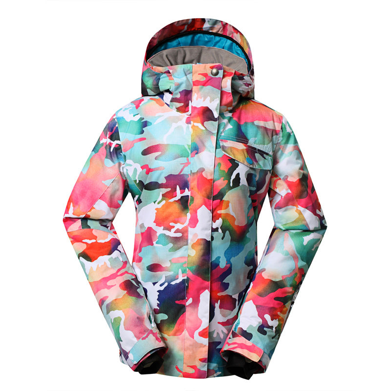 Colorful Tie-Dye Hooded Ski Jacket