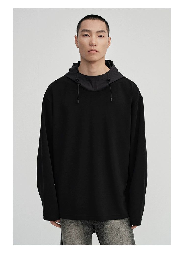 Drawstring Hoodie in Solid Color - chiclara