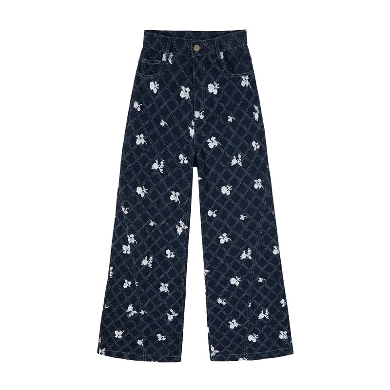 Knit Wide Leg Denim Jeans