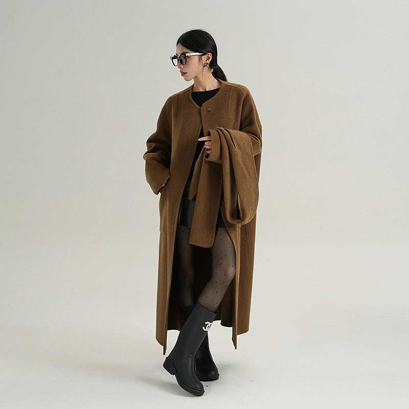 Cocoon Scarf Wool Coat