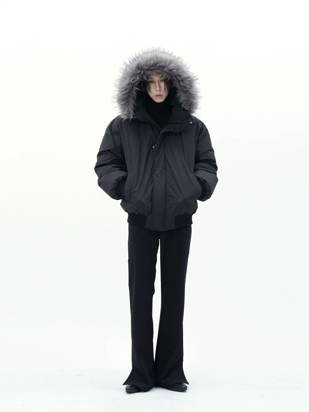 Fur-Trim Oversized Puffer Jacket