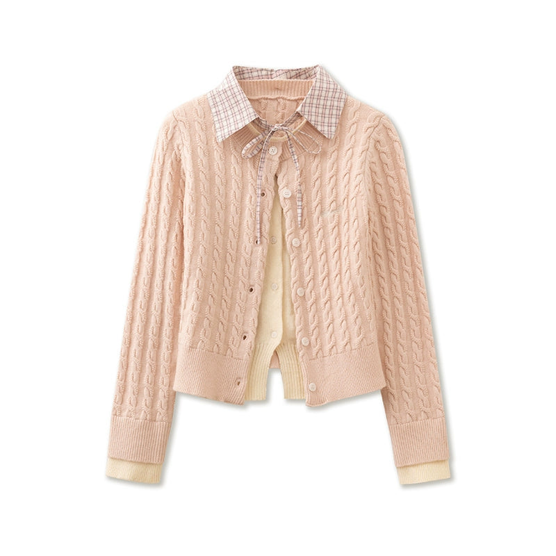 Cable Knit Preppy Style Cardigan