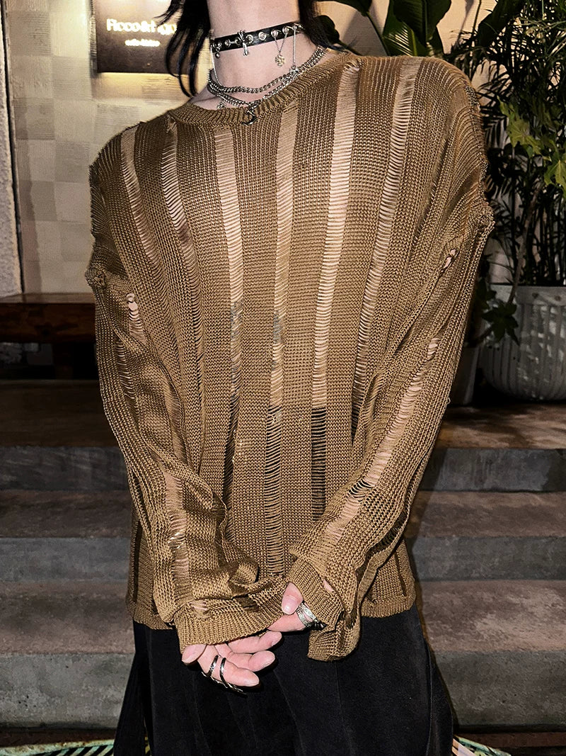 Rustveil Shredded Nightfall Knit Sweater