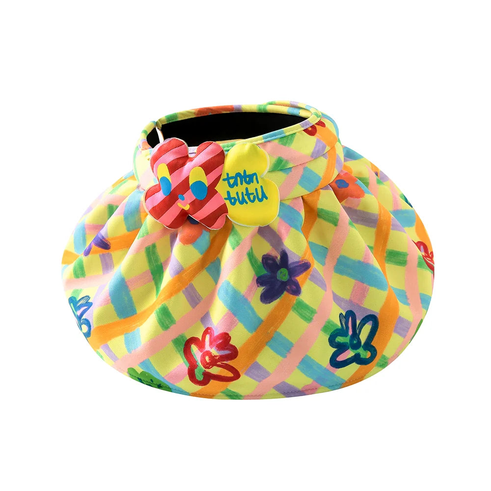 Rainbow Plaid Floral Summer Hat