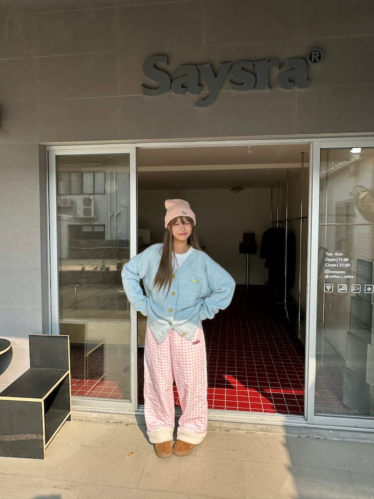 Cotton Candy Check Fleece Cuff Pants