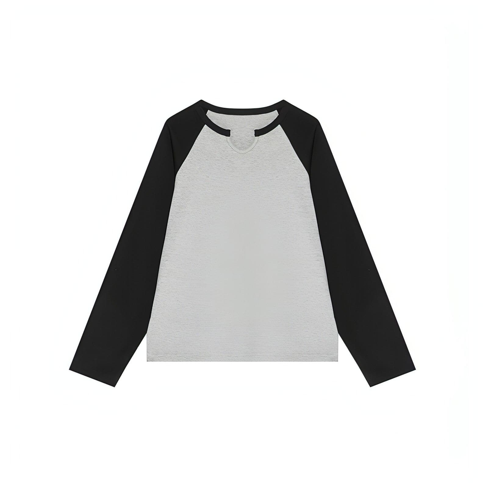 Black And White Contrast U-Neck Drop Shoulder T-Shirt - chiclara