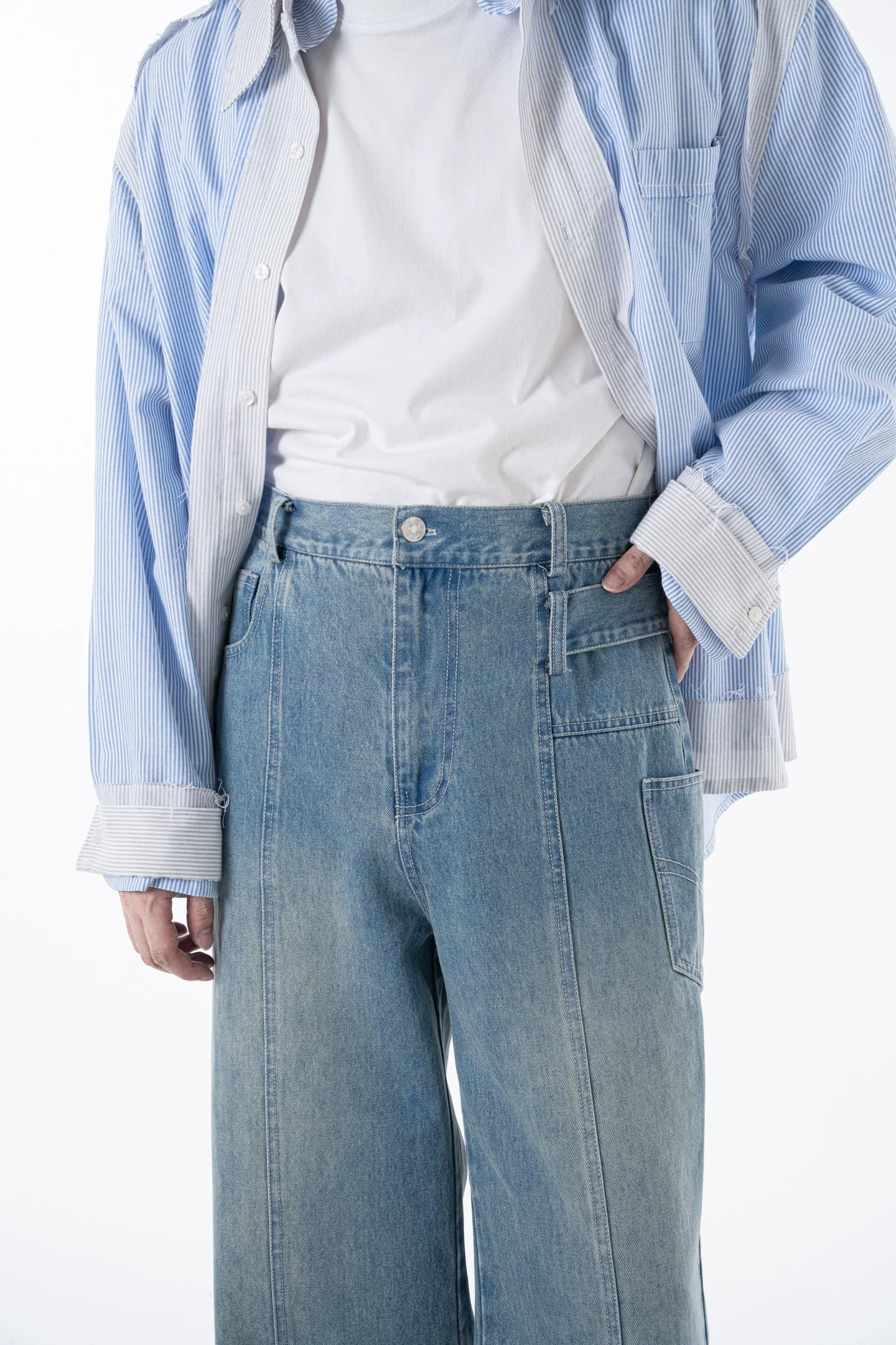 Skyline Panel Wide‑Leg Jeans