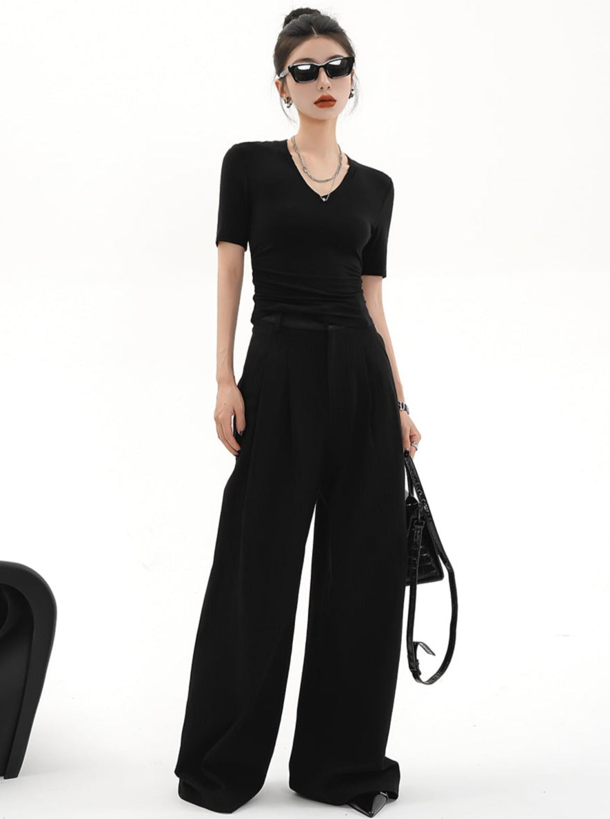 Wide-Leg Palazzo Pants - High-Waisted Loose Fit Trousers