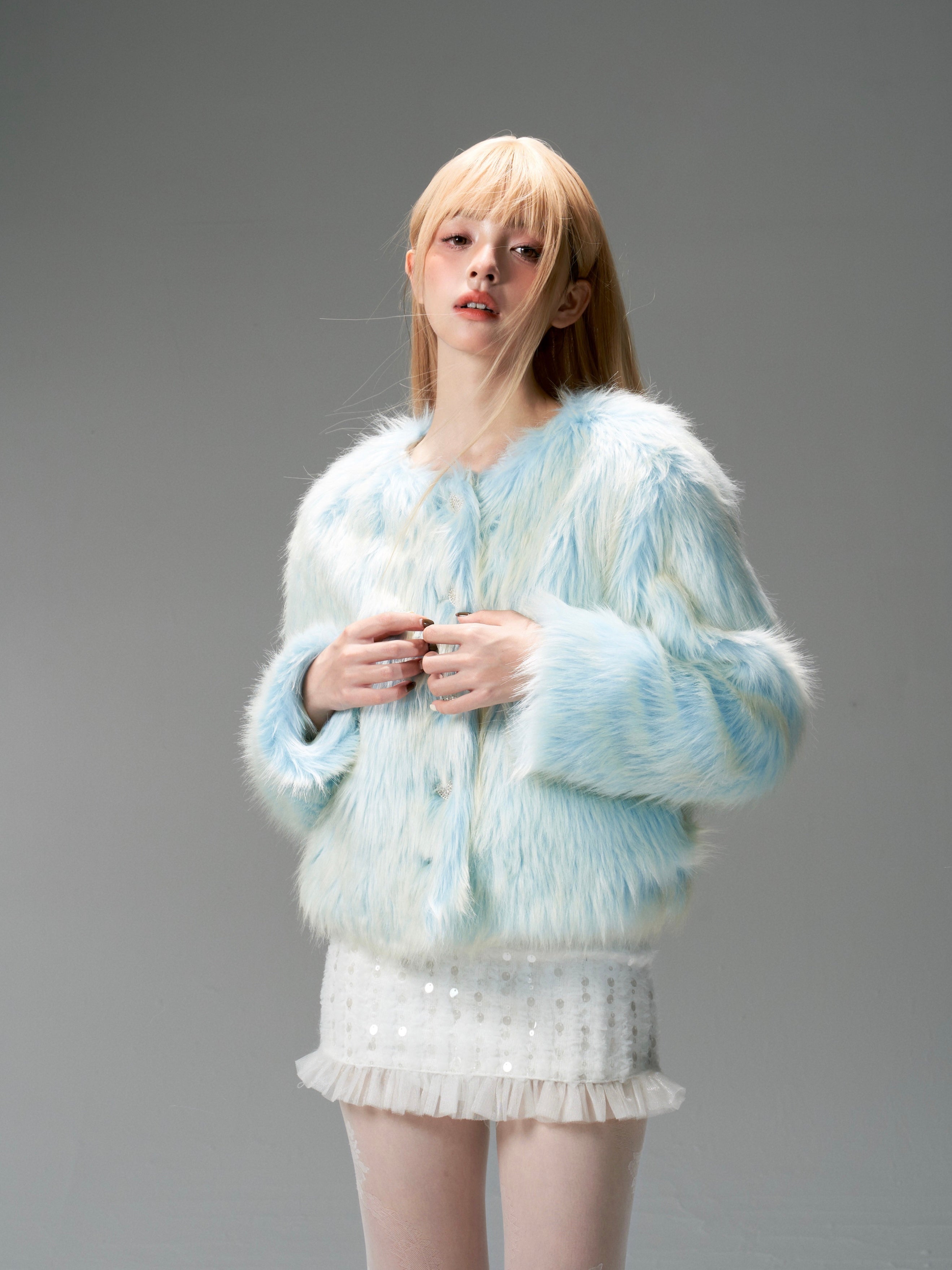 Gradient Imitation Fur Jacket