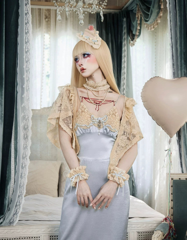 Sheer Lace Tie Front Bolero Shrug