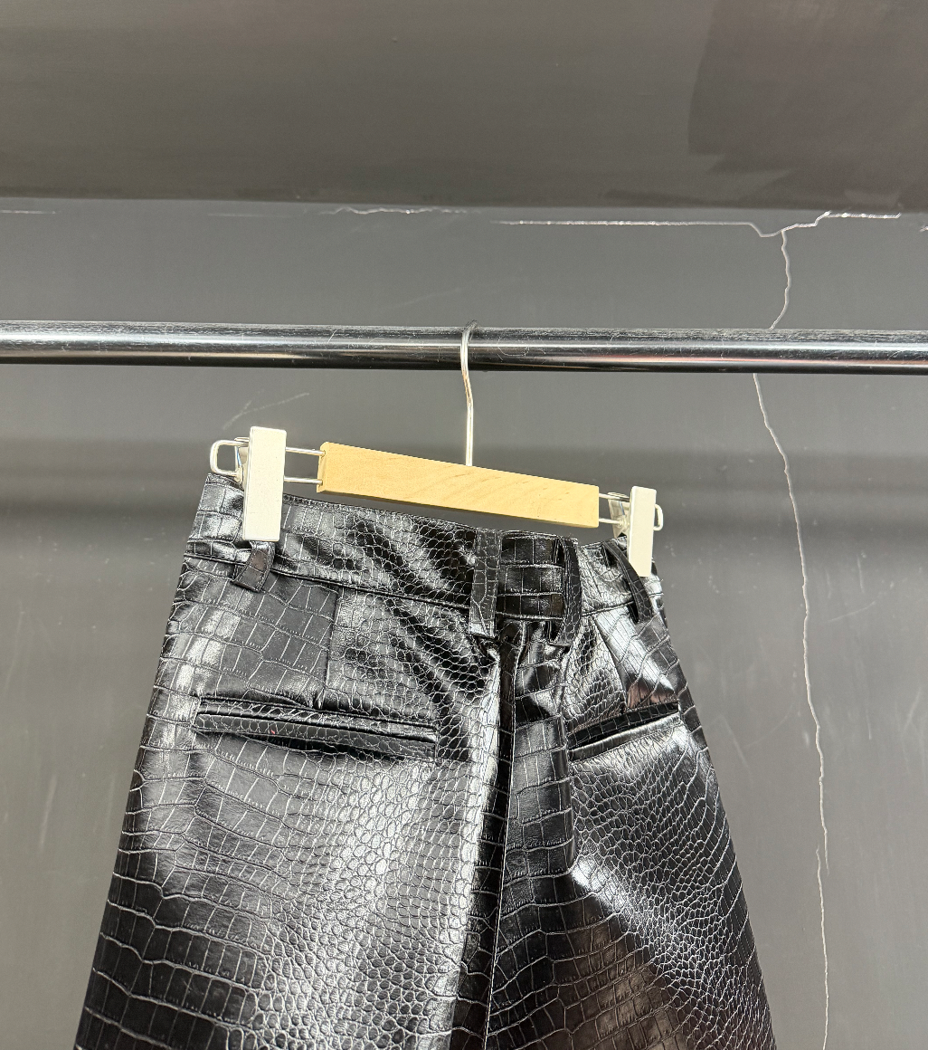 Crimson Dragonhide Shag Ruched Pants