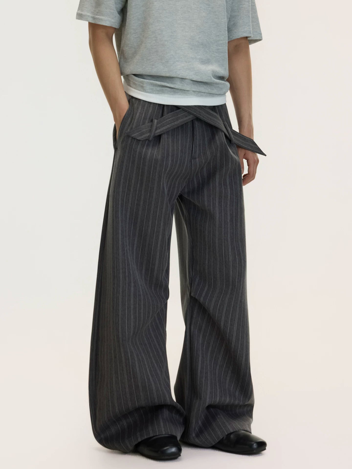 Drape Crossover Wide Pants