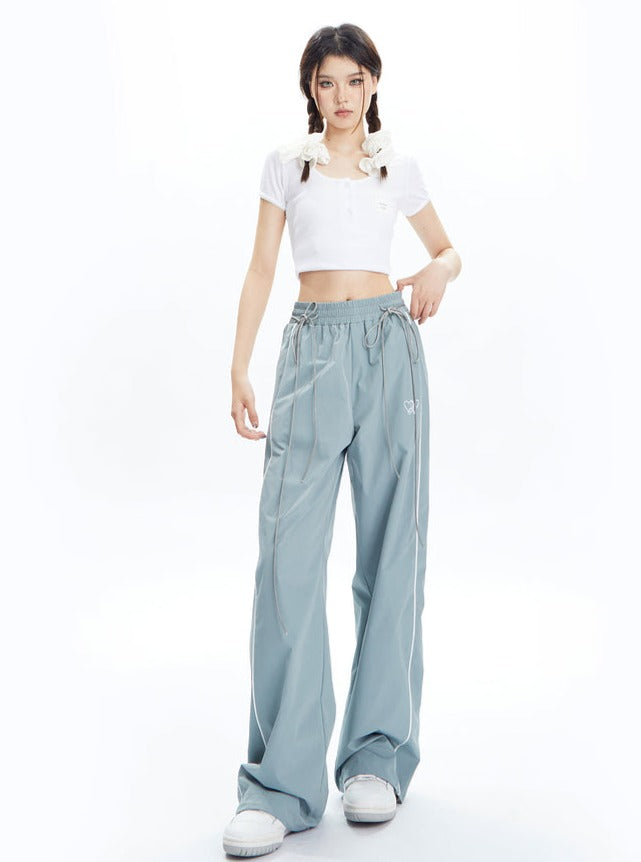 Bubblegum Breeze Drawstring Palazzo Pants