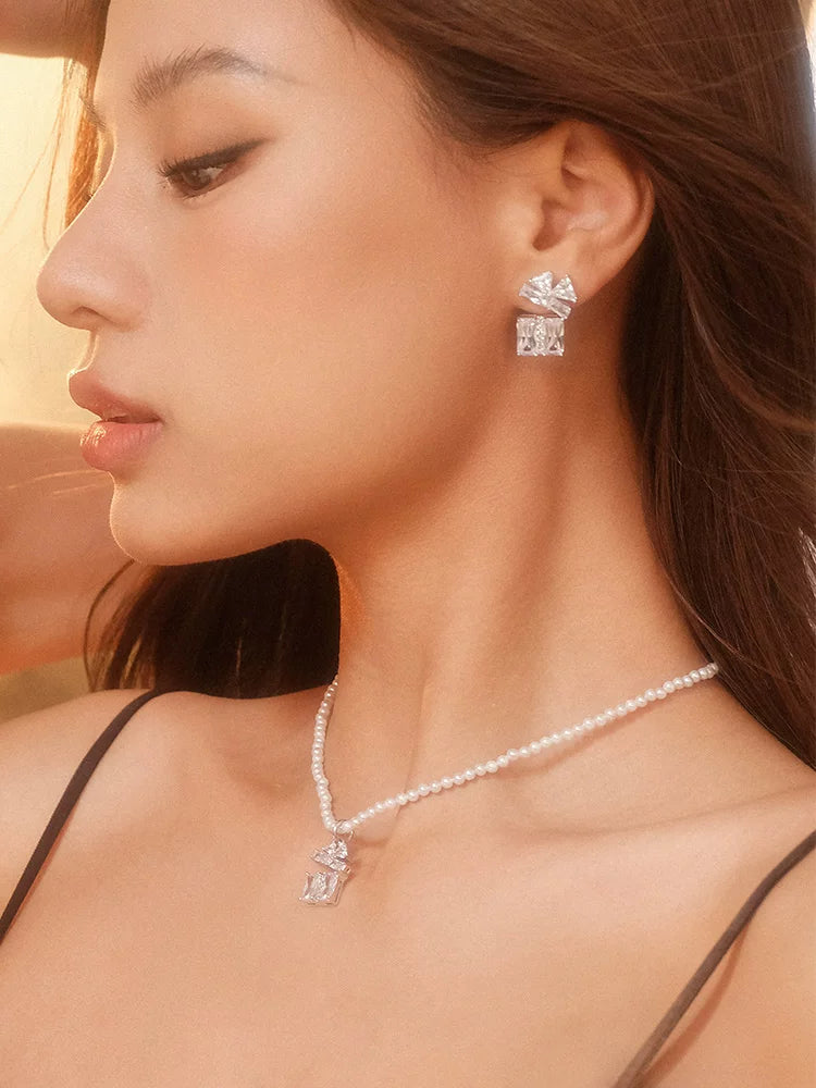 Sculpted Crystal Drop Earrings - view 2