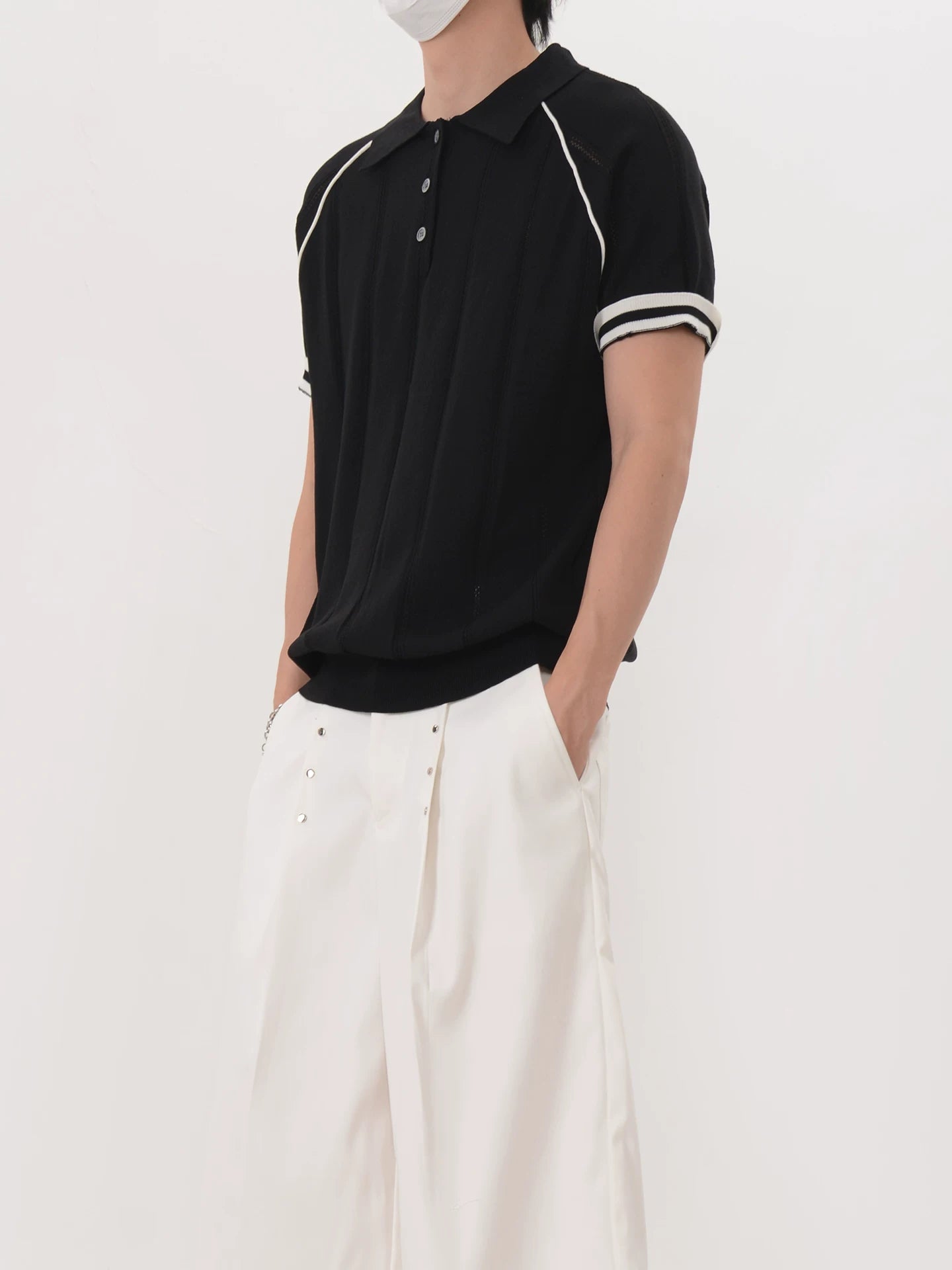 Slate Pinstripe Knit Polo
