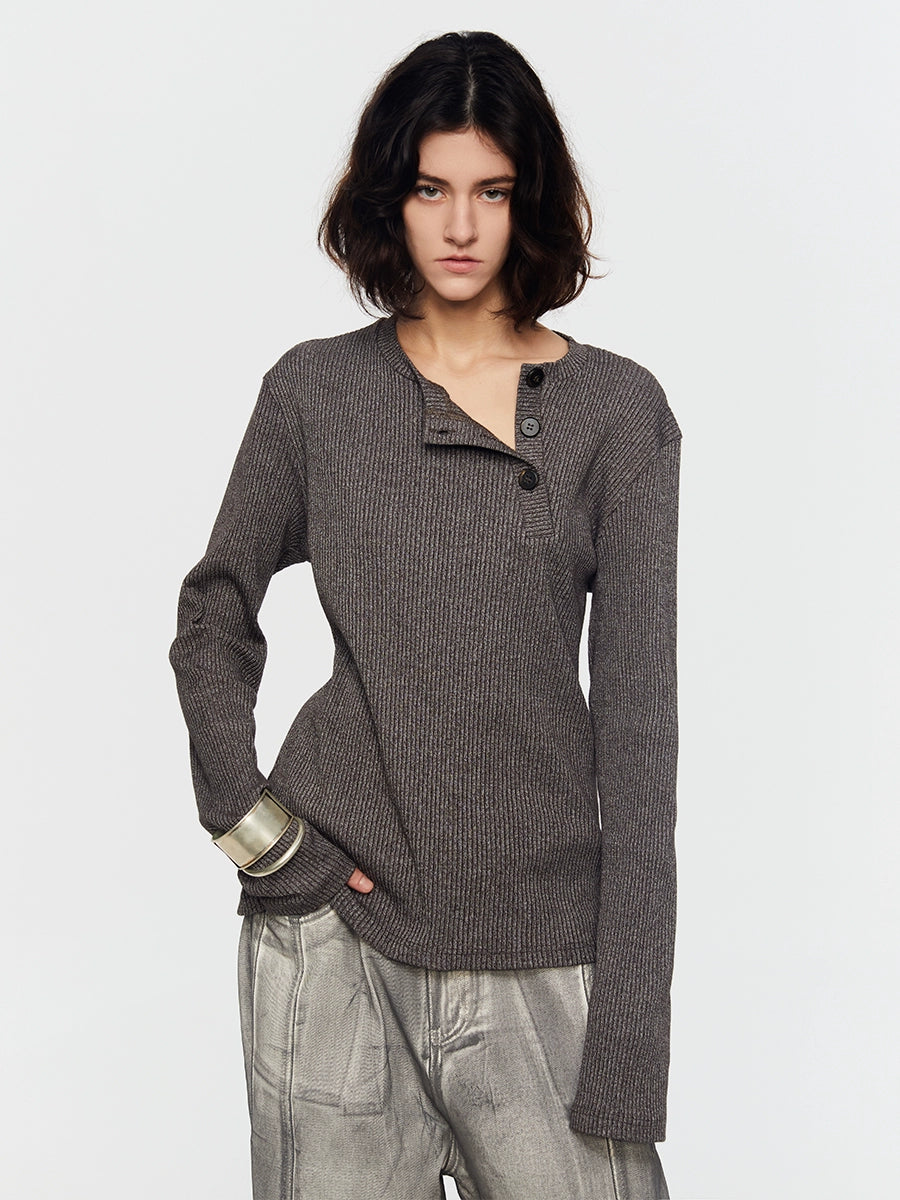 AshRidge Button Henley Sweater