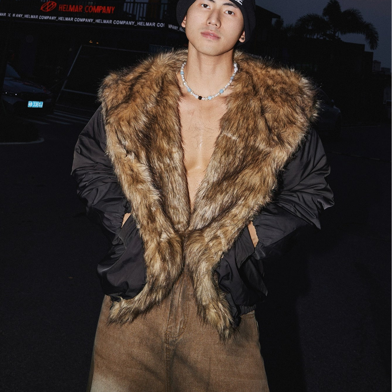 Aviator Jacket with Faux Fur Trim