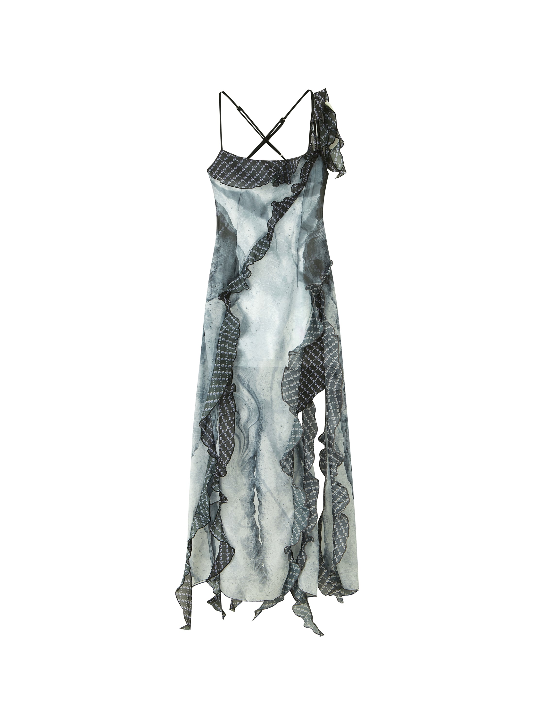 Of Akiva Asymmetrical Silk Chiffon Slip Dress