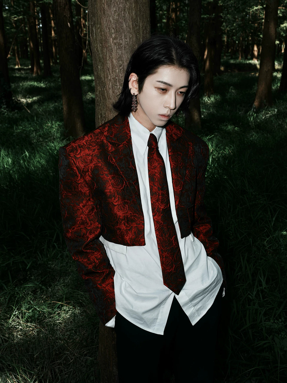 Crimson Rose Jacquard Necktie