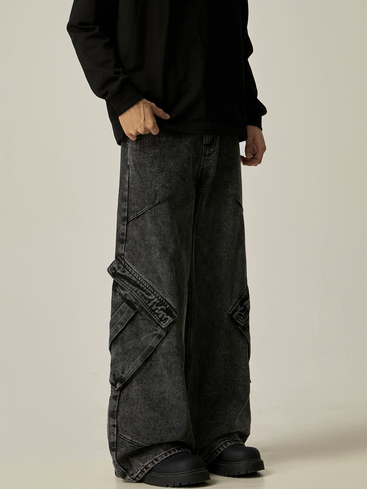 Obsidian Surge Cargo Wide Jeans