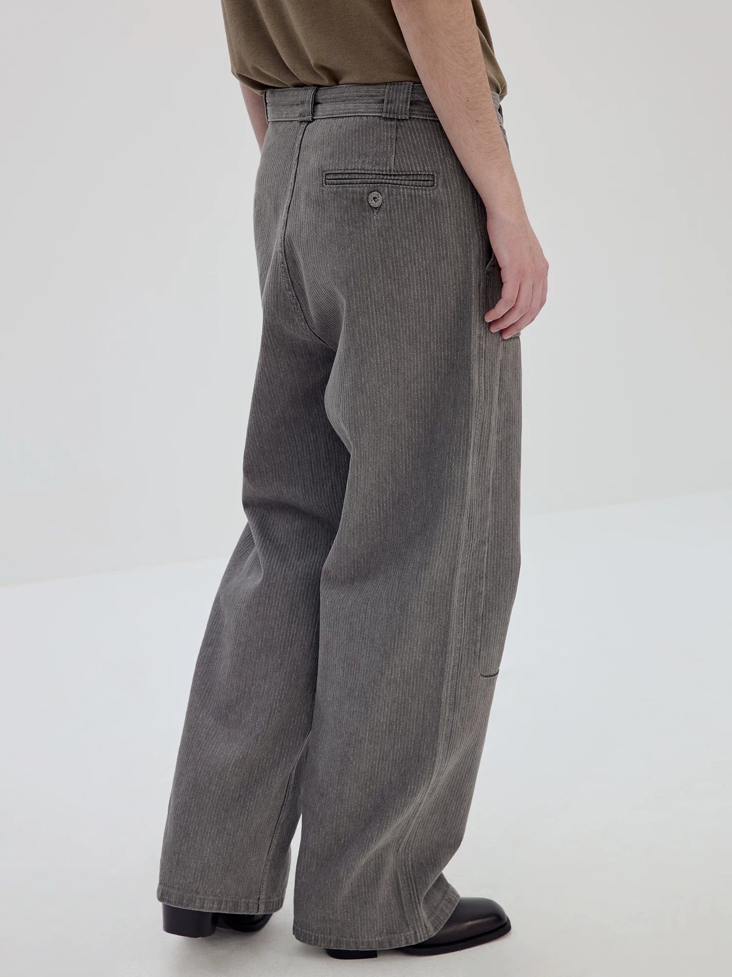 Gray Straight-Leg Patch Pocket Pants