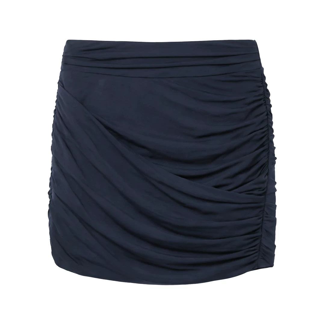 Ruched Cupro Mini Skirt