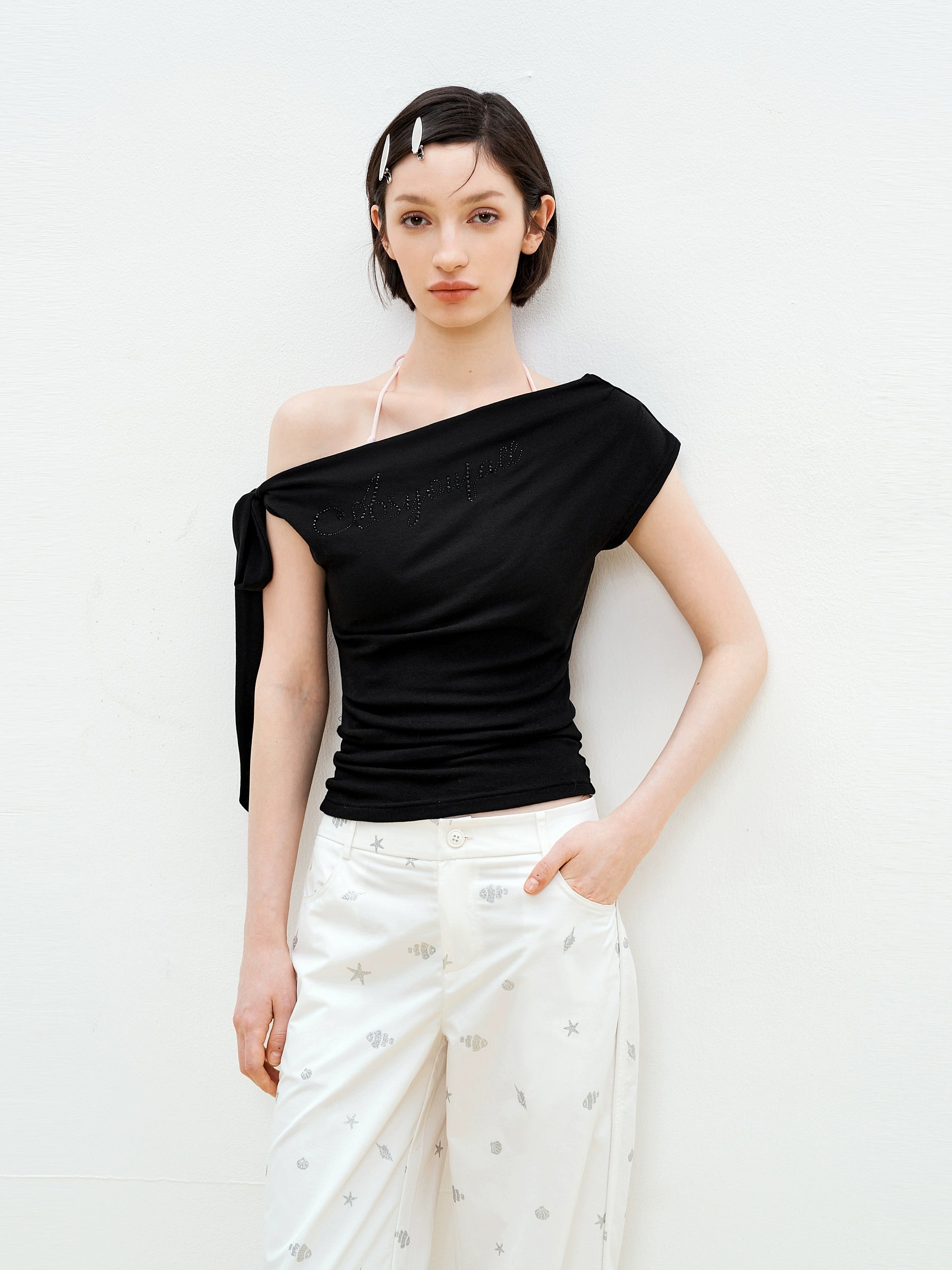 One-Shoulder Bow Top