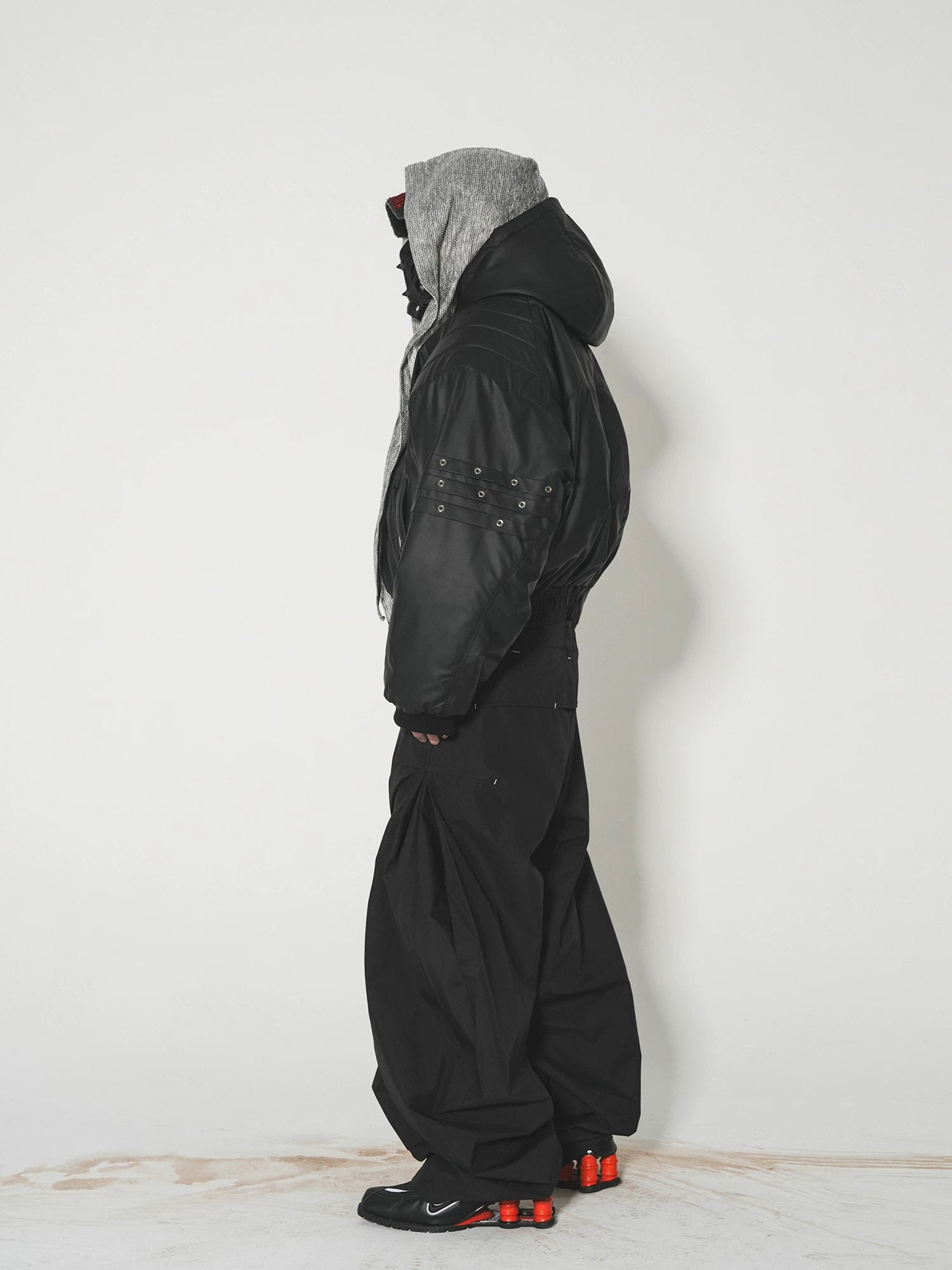 Midnight Rivet Hooded Puffer Bomber