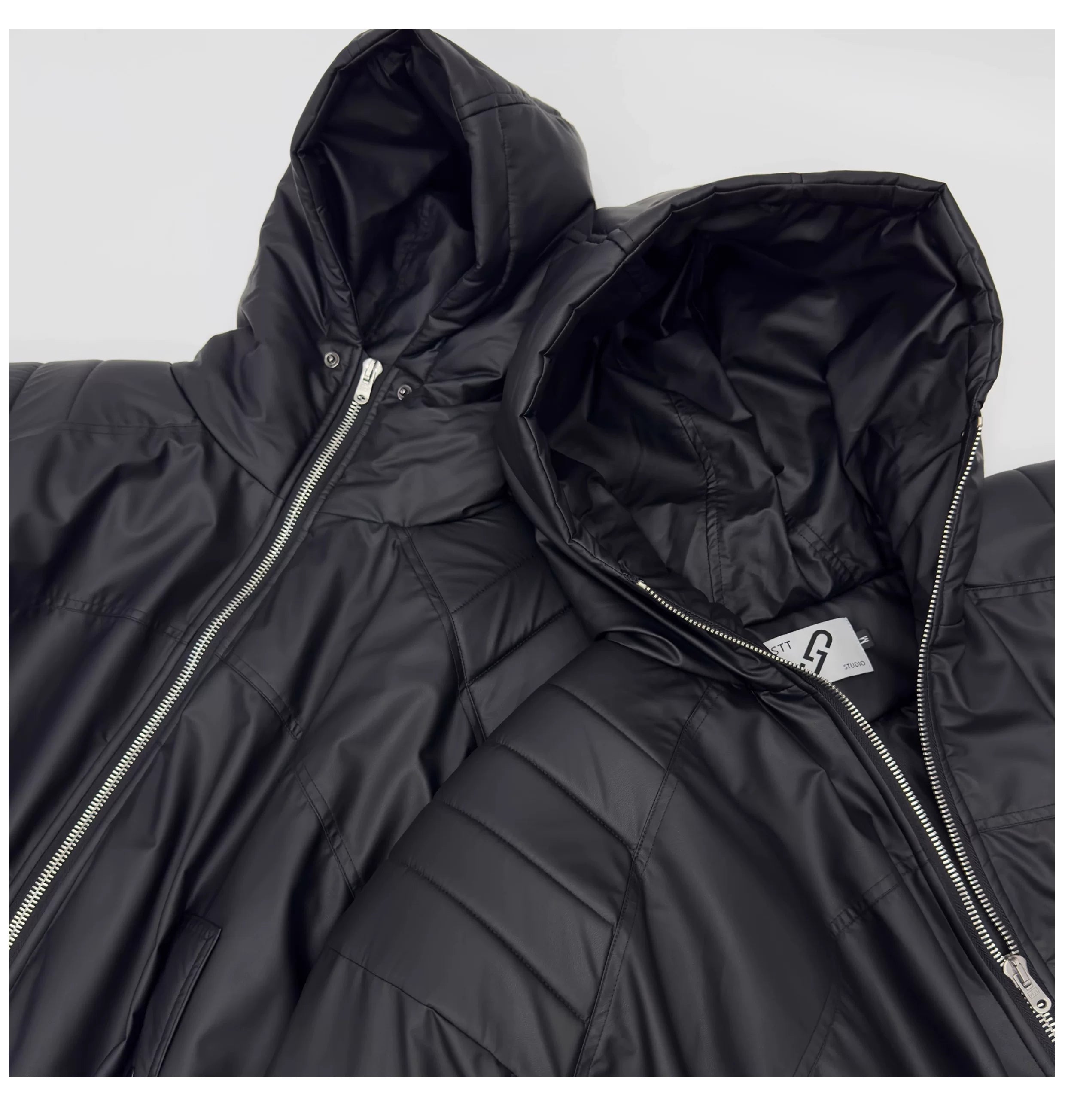 Midnight Rivet Hooded Puffer Bomber