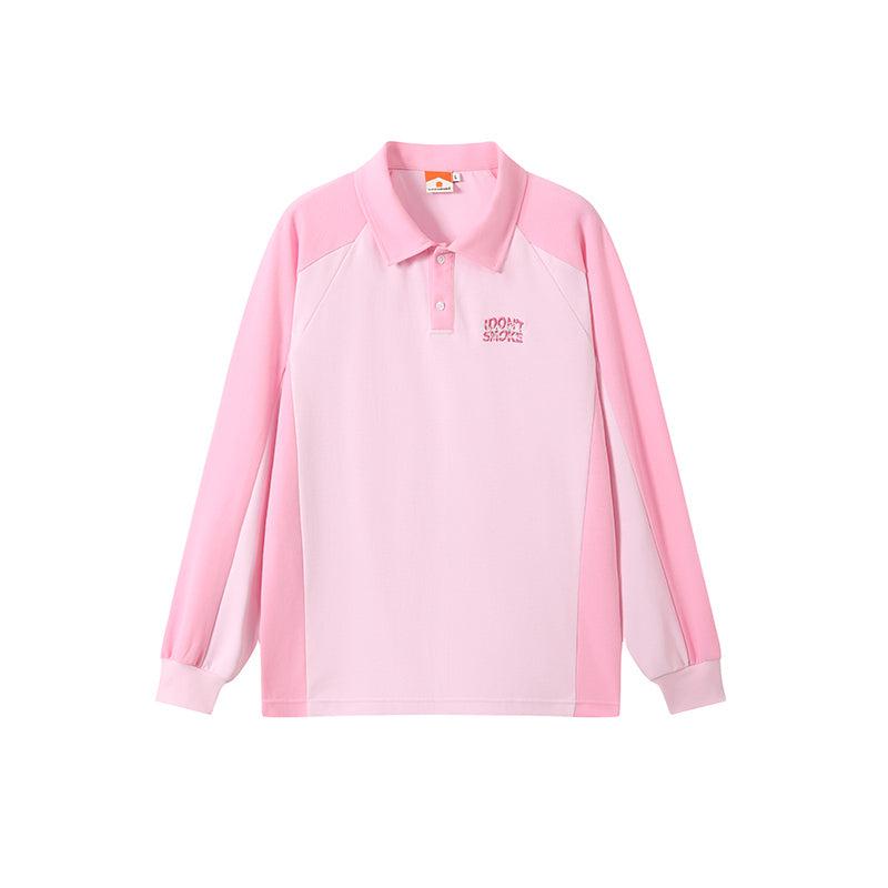 Color Block Logo Long Sleeve Polo - chiclara